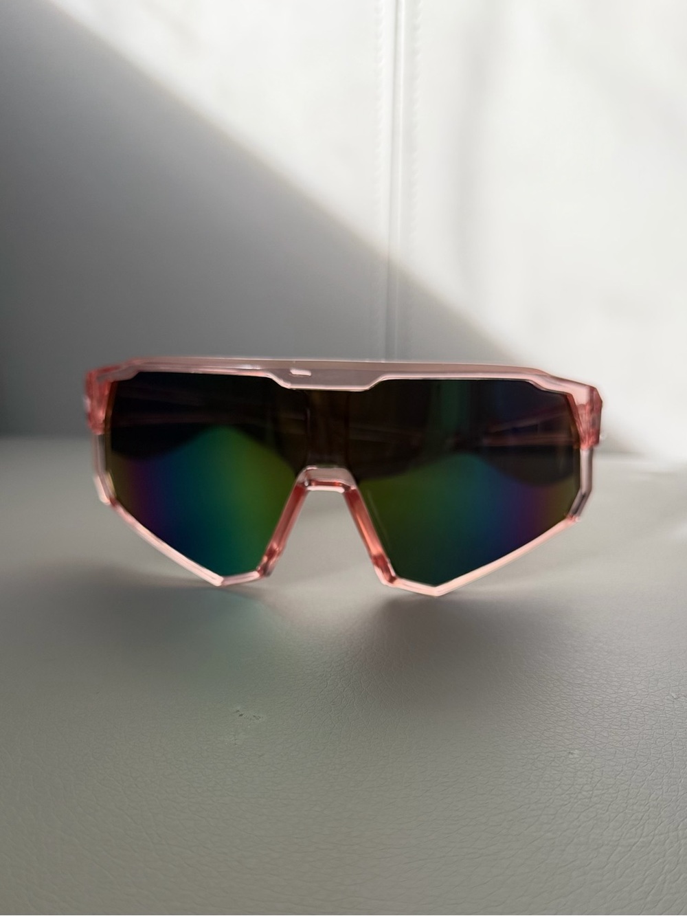 & Other Stories Pink Shield Sunglasses with Iridescent Lenses